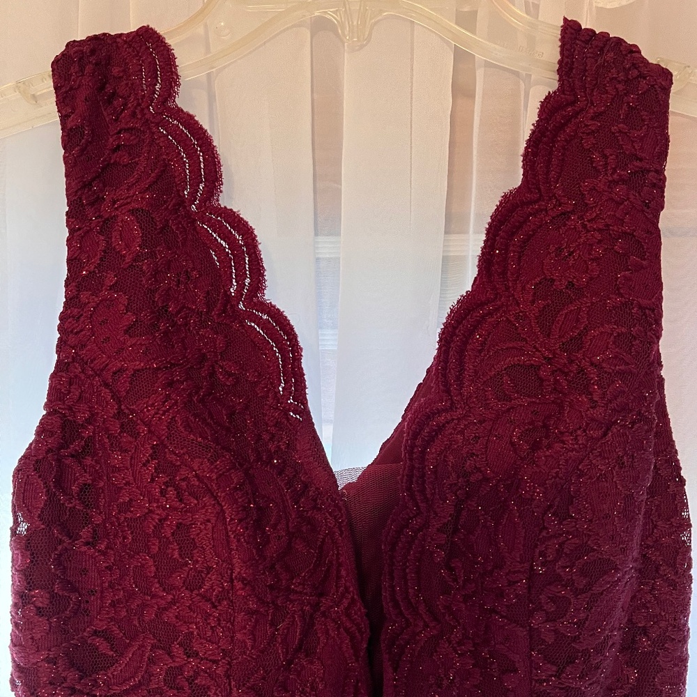 City Studio Party dress, burgundy lace with a little sparkle